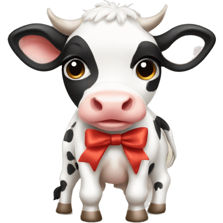 A baby cow with a bow  emoji