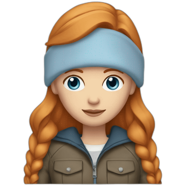 Straight ginger hair and blue eyes woman with a Canadian jacket emoji