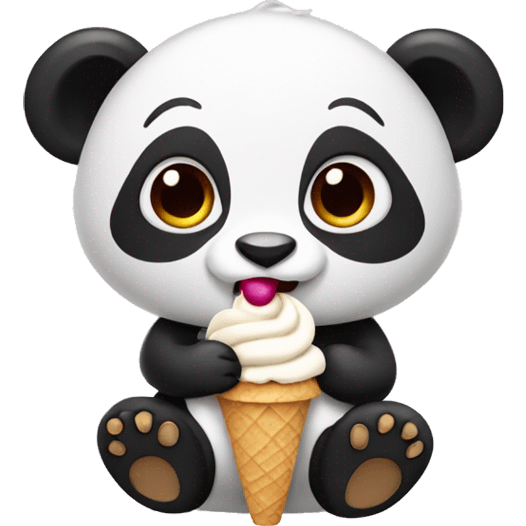 Panda eating ice cream emoji