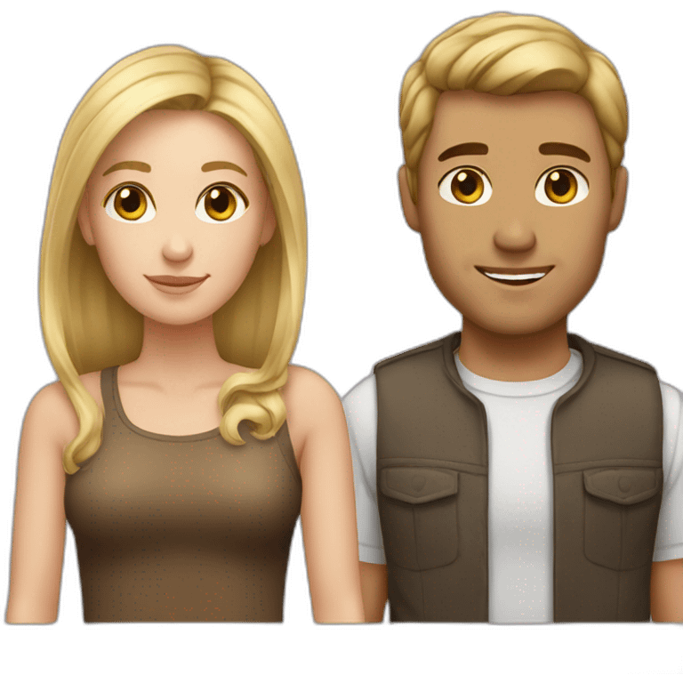 couple brown hair man and blonde hair woman emoji