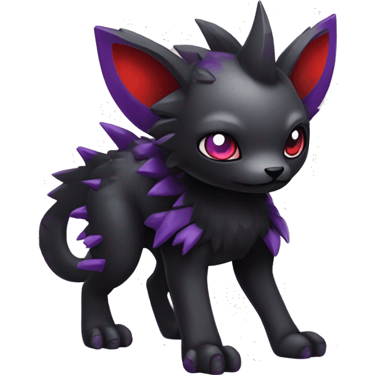 Cute cool dark punk gothic futuristic black red purple animal hybrid Fakemon full body emoji