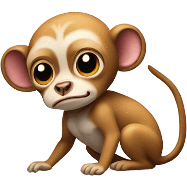 Small monkey putting a chihuahua in a headlock but upper half of their bodies and the monkey is angry emoji