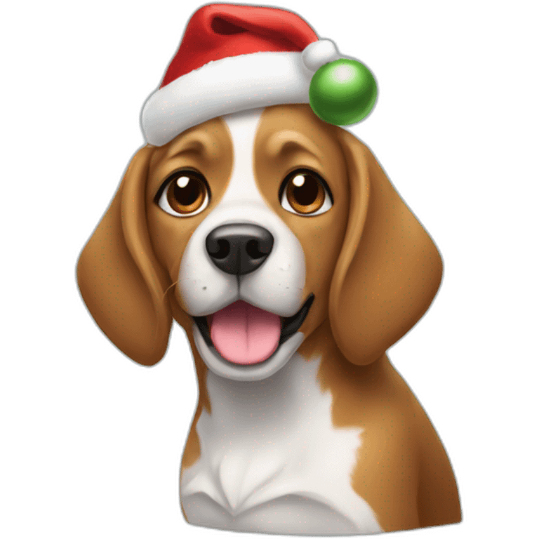 a dog with a Christmas hat emoji