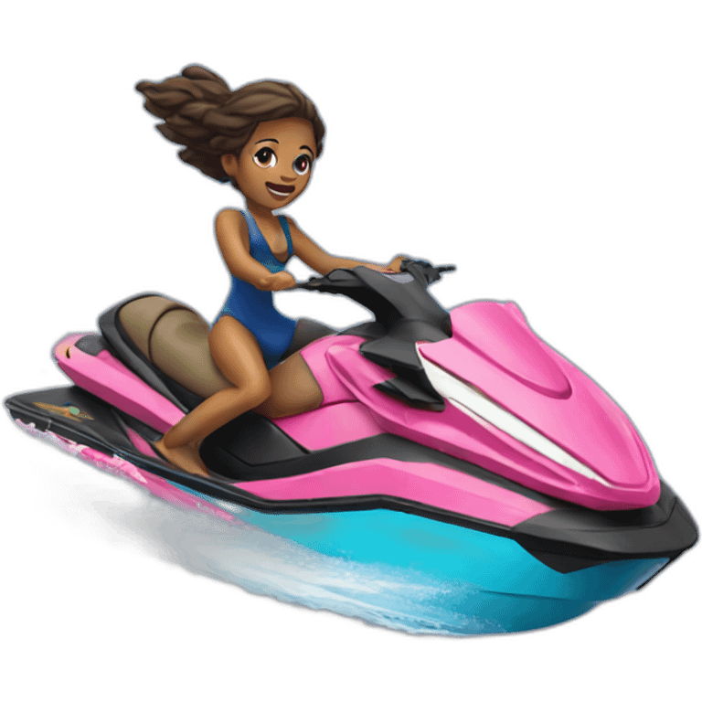 twin bitches hopping off a jet ski emoji