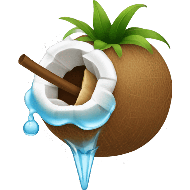 cocunut with cocunut water inside and a straw emoji