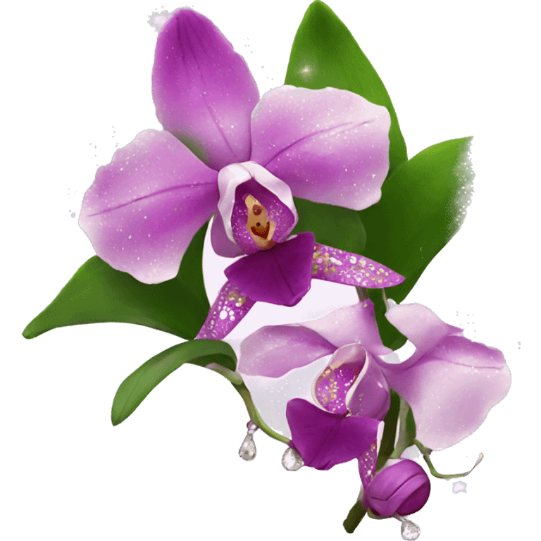 Orchid with sparkle emoji