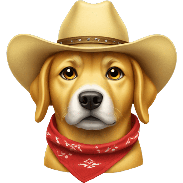 Yellow dog wearing a cowboy hat and red bandana  emoji