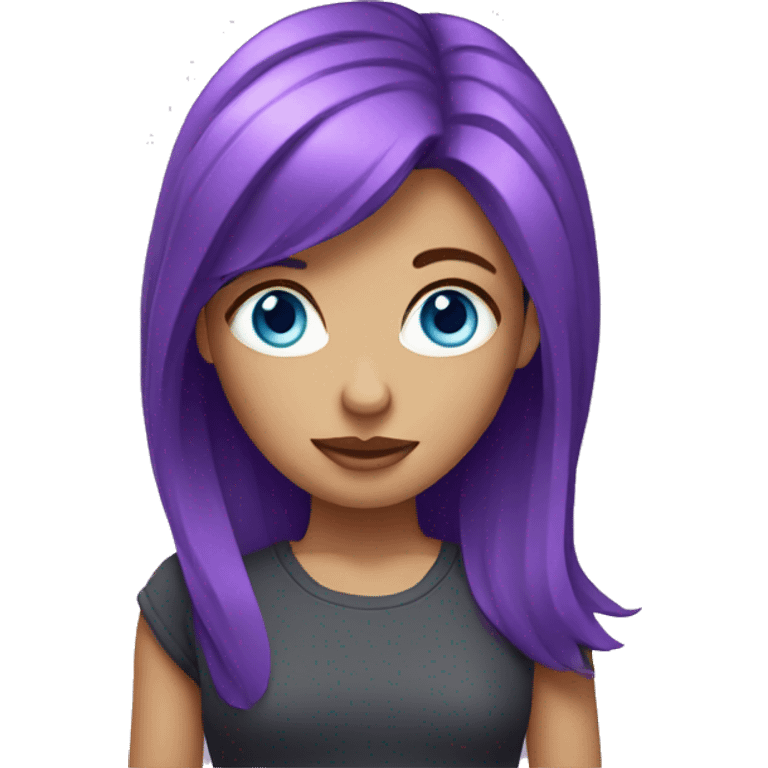 Girl with purple hair and blue eyes emoji