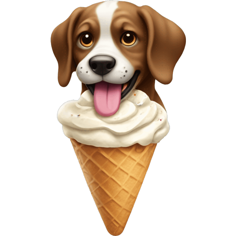 Dog eating ice cream cone emoji