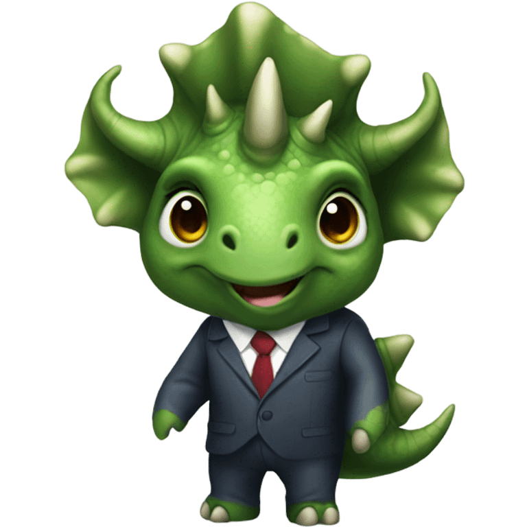 A triceratops wearing a suit  emoji