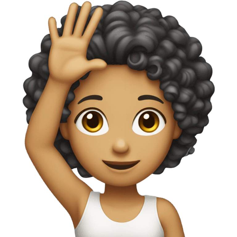 light skin curly hair girl holding up L  emoji