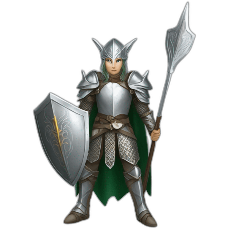 gondolindrim elven warrior silmarillion with silver armor, shield and spear emoji