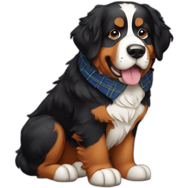 Bernese mountain dog with a scottish kilt emoji