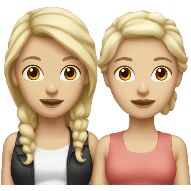 2 white female  with blonde hair 1 brunette white female emoji