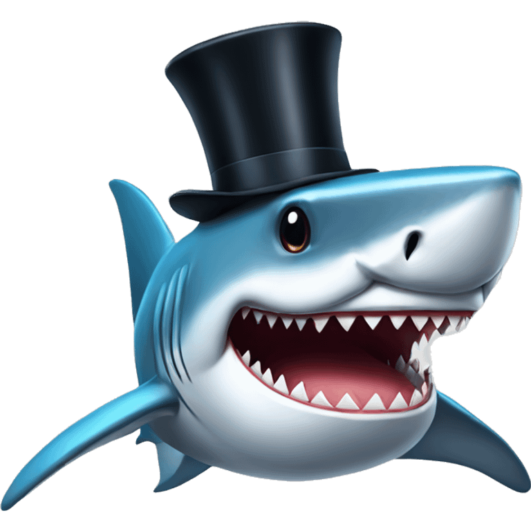 Shark with a top hat emoji