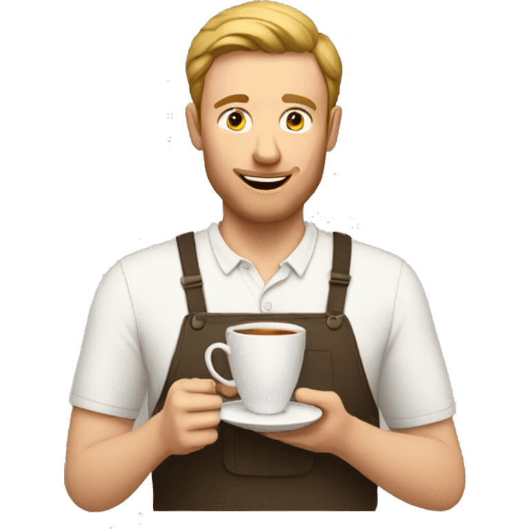 White man holding tea emoji