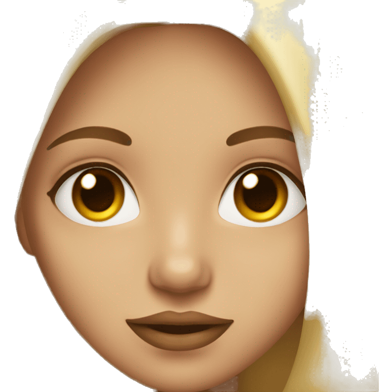 girl with brown eyes , blonde highlights, plump lips. emoji