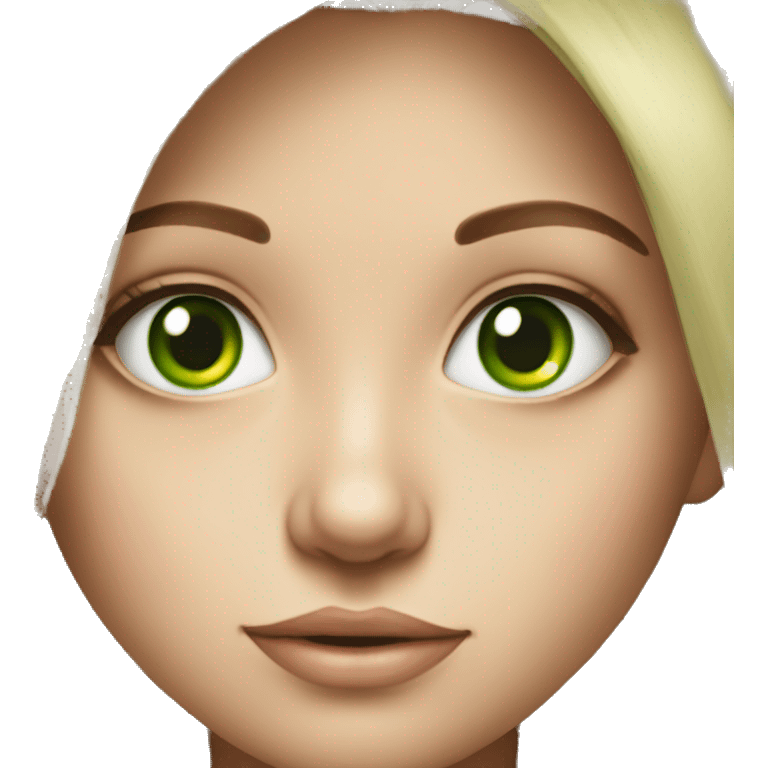 realistic portrait of a girl green eyes emoji