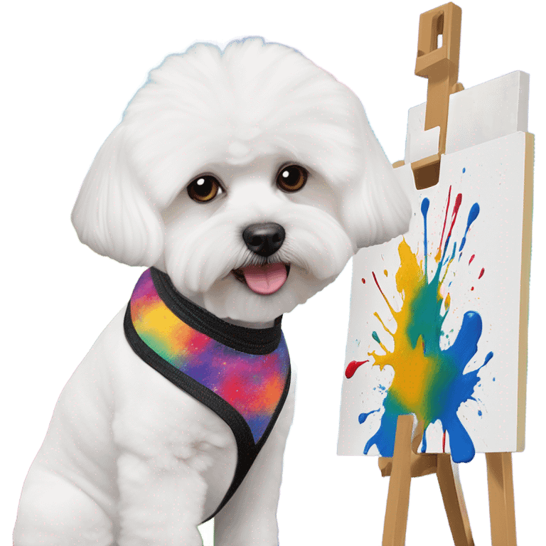 Maltese bichon working as a painter emoji