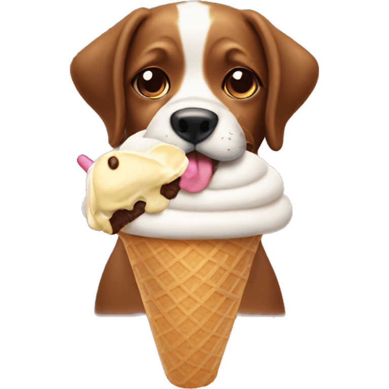 Dog eating ice cream emoji