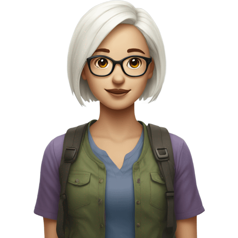 girl in glasses rainbow portrait white short hair emoji