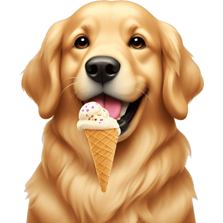 golden retriever eating ice cream  emoji