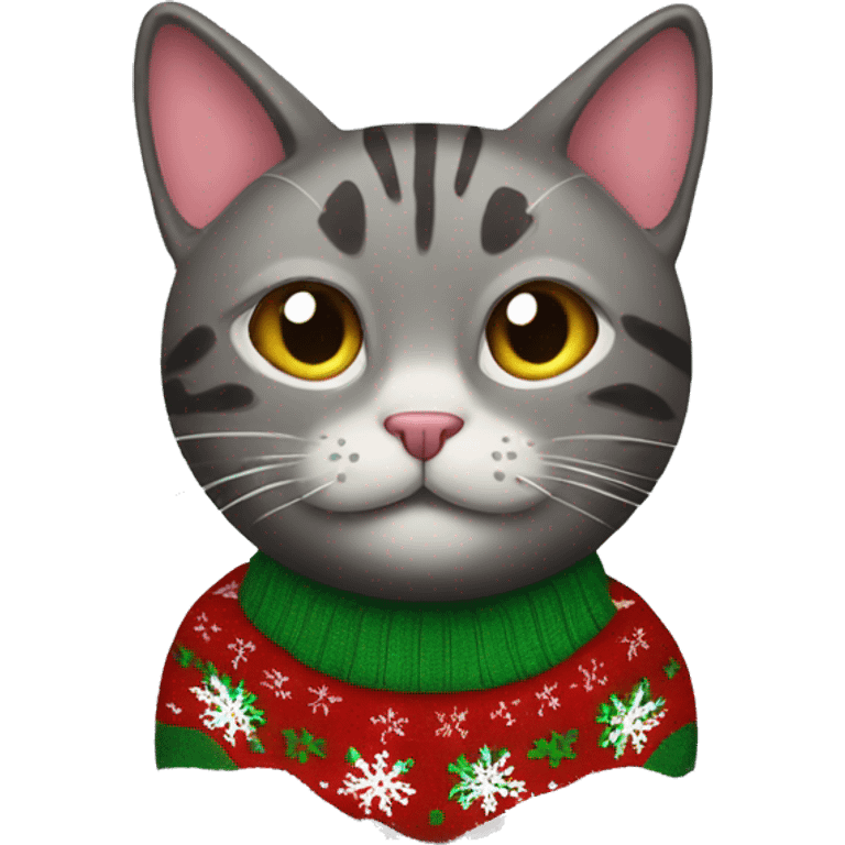 Cat wearing an ugly Christmas sweater  emoji