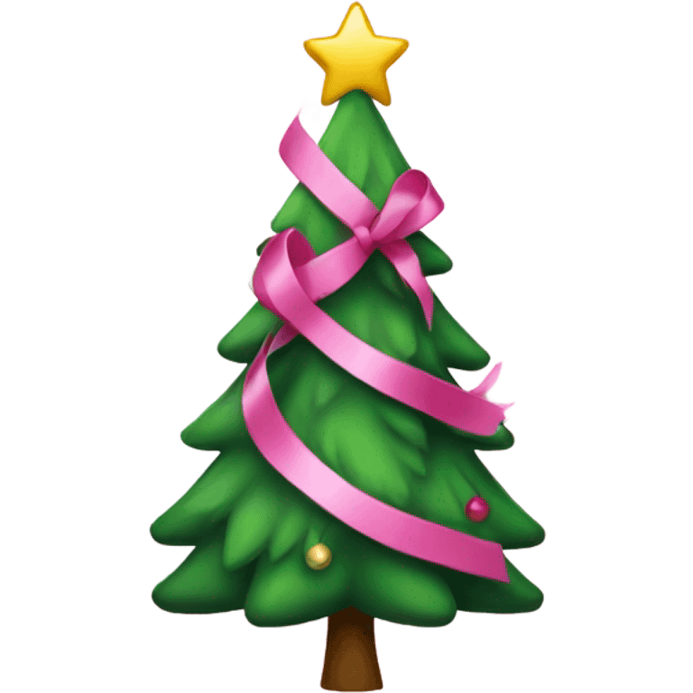 christmas tree with pink bow on top emoji