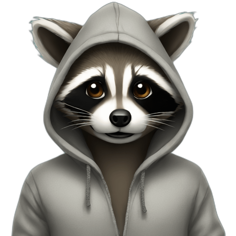 raccoon with a hoodie smoking emoji