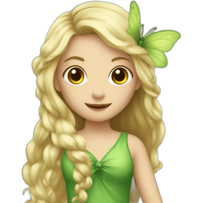 Fairy with long blond hair and green dress emoji