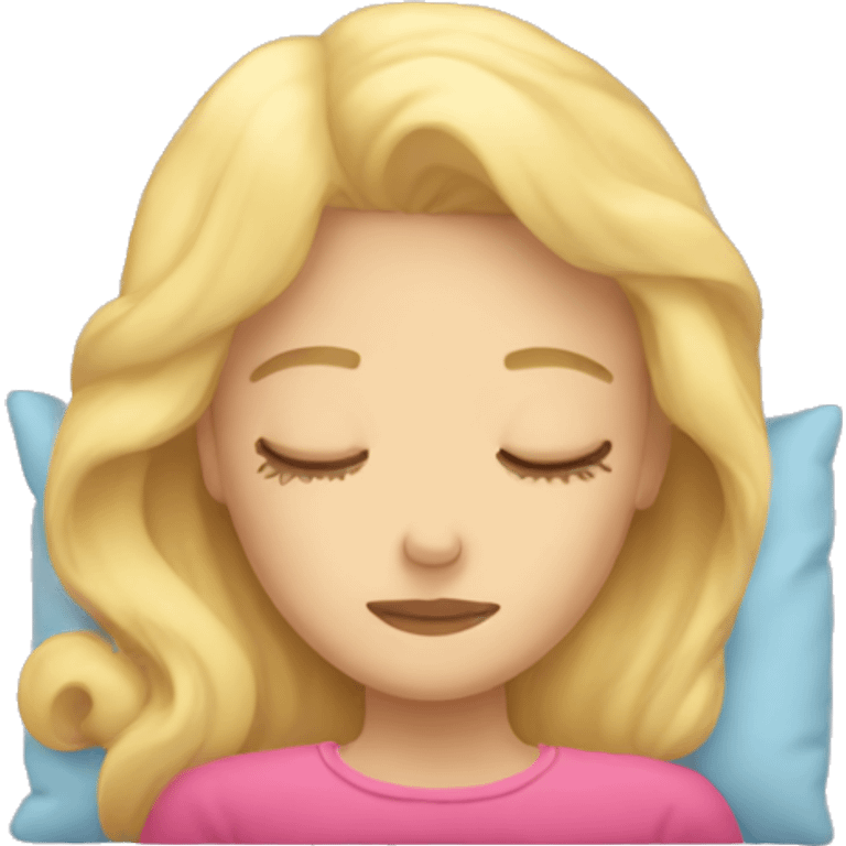 Blonde girl sleeping on a pillow emoji