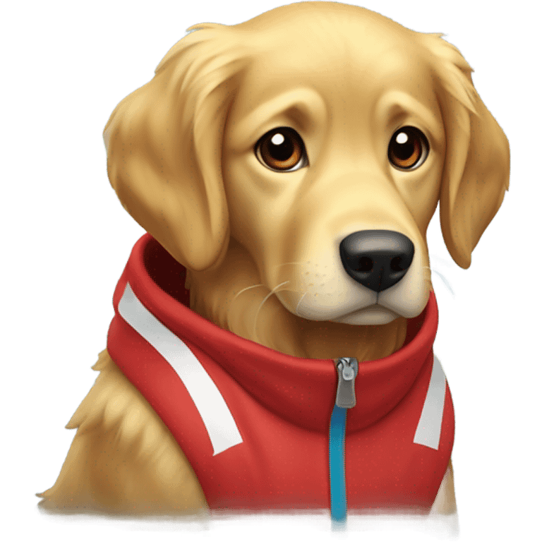 Red coat golden retriever Olympic swimmer emoji