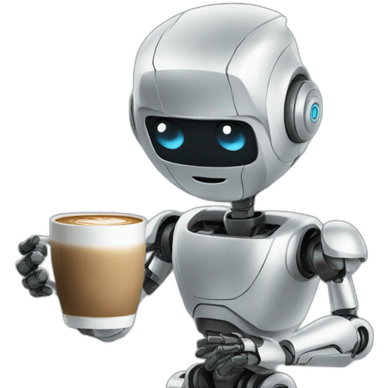 robot with coffee emoji