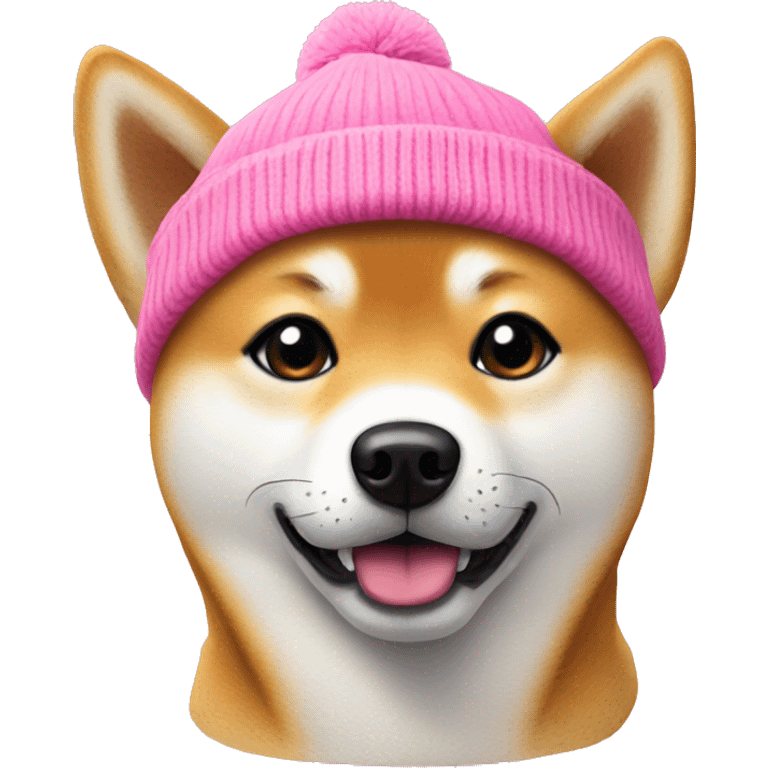 shiba dog with pink beanie emoji