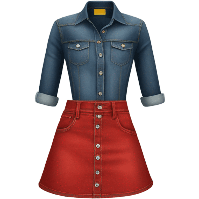 Realistic A-line high waisted red denim skirt, isolated emoji