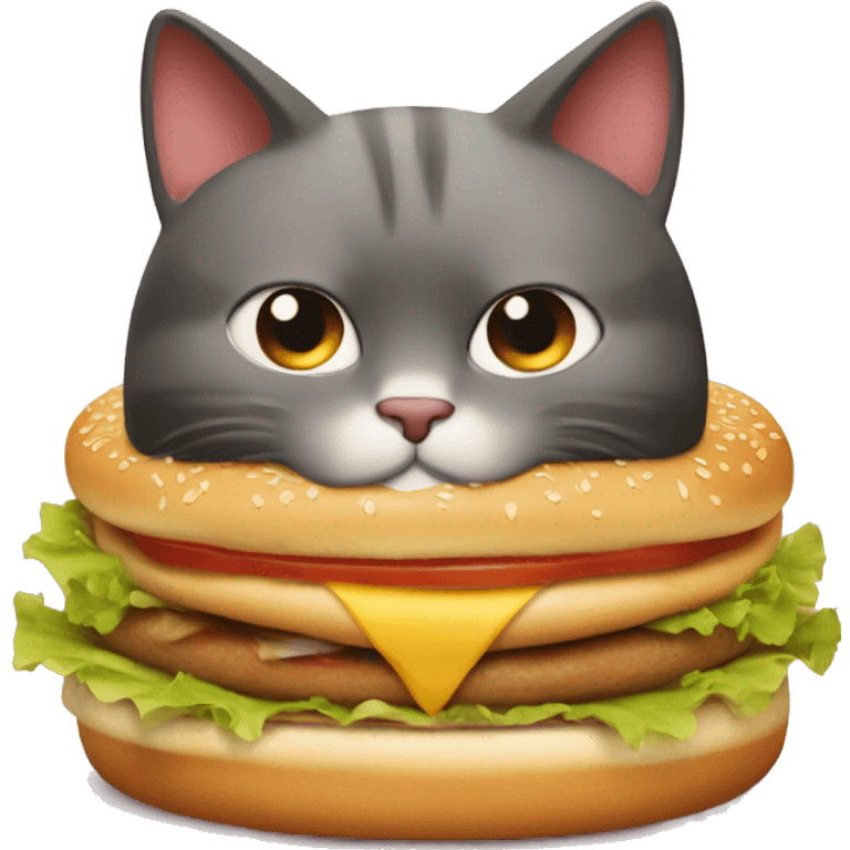 Fat cat eats in restaurant burger emoji