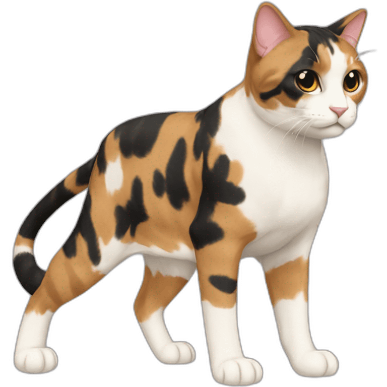 buff calico cat  he has a mullet, a floral designed t shirt that is unbuttoned emoji