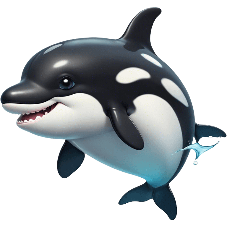 Cinematic Comical orca Portrait Emoji, Head tilted dramatically with an exaggeratedly shocked expression, featuring a sleek black-and-white body with wide, comically expressive eyes full of playful disbelief and animated flippers, Simplified yet hilariously expressive features, highly detailed, glowing with a slightly sassy oceanic glow, high shine, dramatic yet playful, stylized with an air of cheeky marine mischief, soft glowing outline, capturing the essence of a meme-worthy orca that looks ready to make waves with its hilariously dramatic antics! emoji