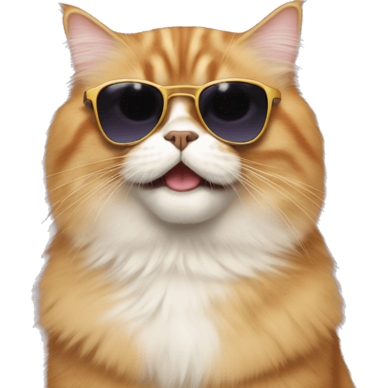 A happy ginger, Himalayan cat with sunglasses emoji