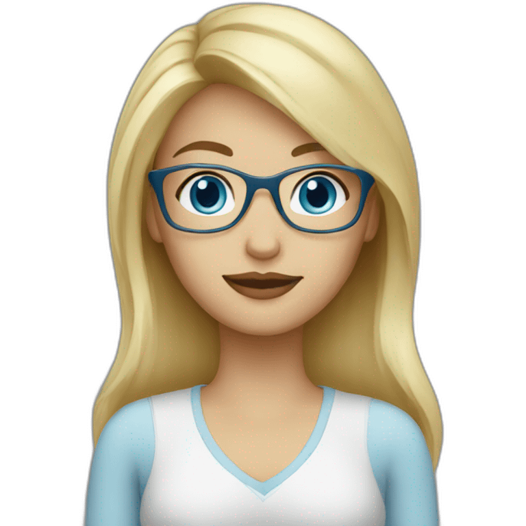 Woman blond hair blue eyes glasses emoji