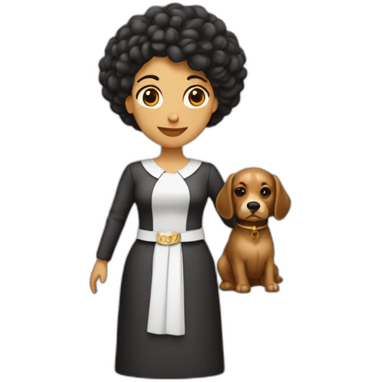 mujer piel morena pelo largo con perro pastor belga emoji