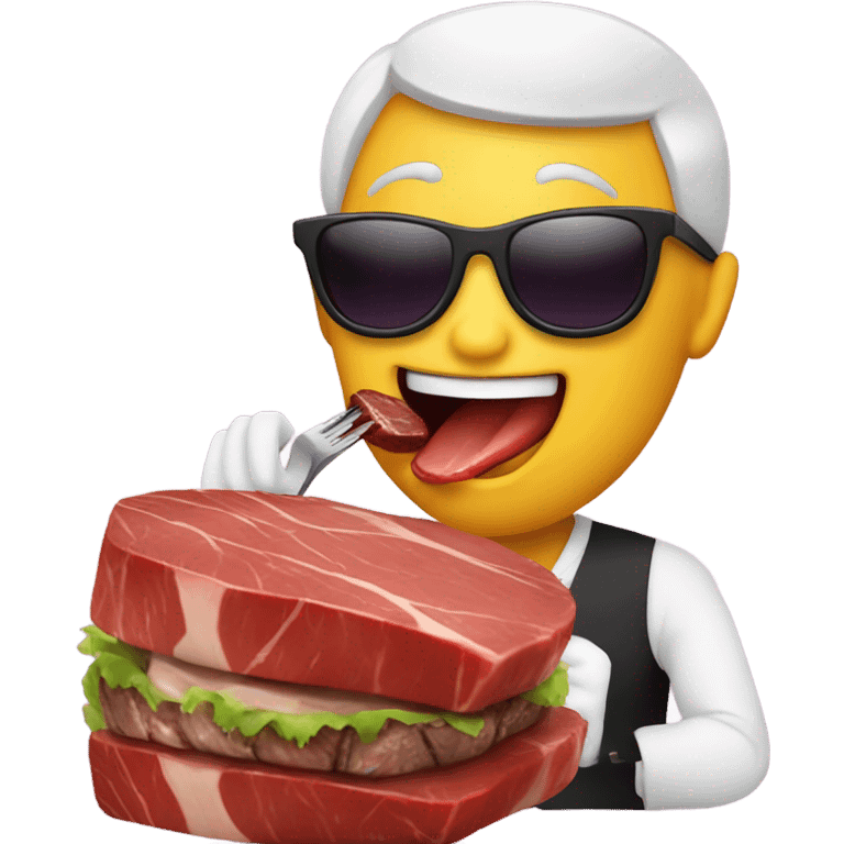 cool emoji eating steak emoji