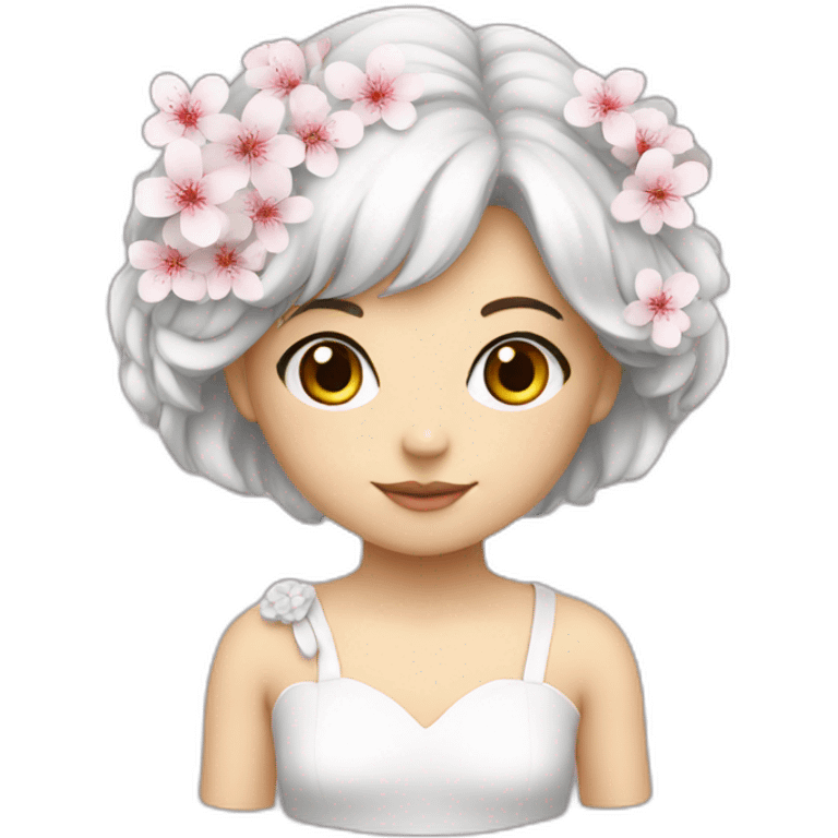 Sakura flower girl white emoji