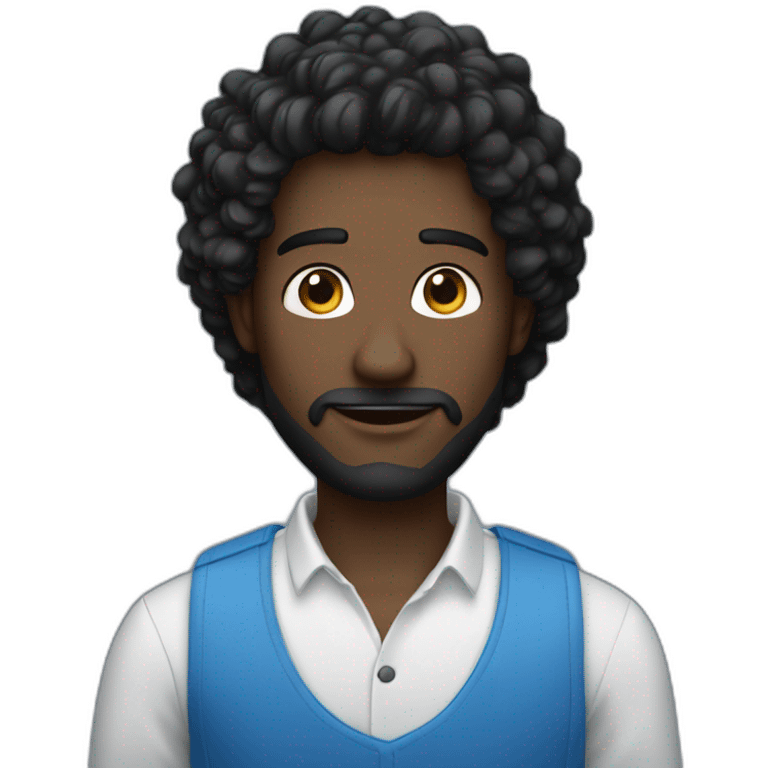 Homme cheveux noir et yeux bleu qui fait cœur avec ses mains emoji