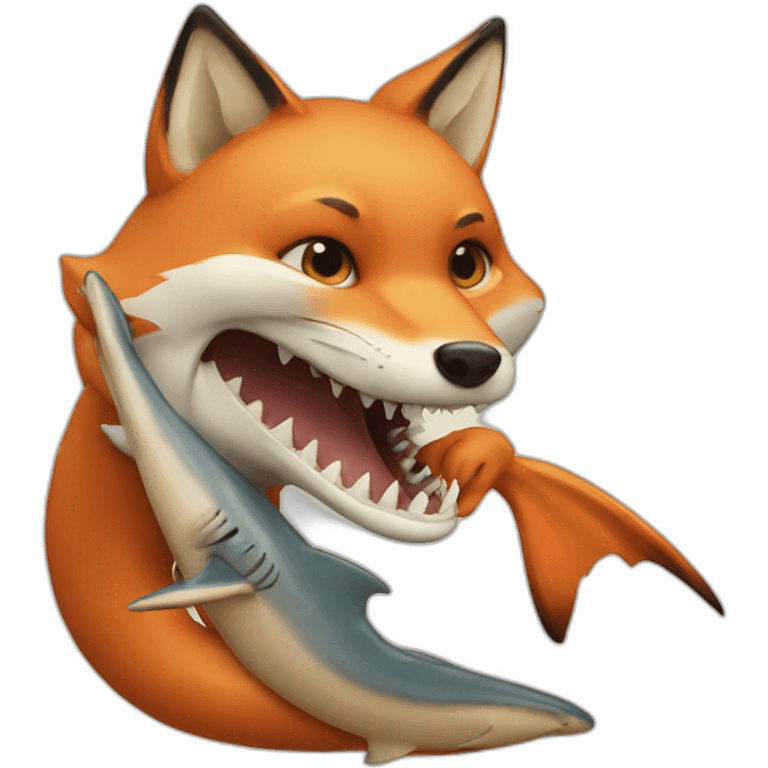 Fox eating shark emoji