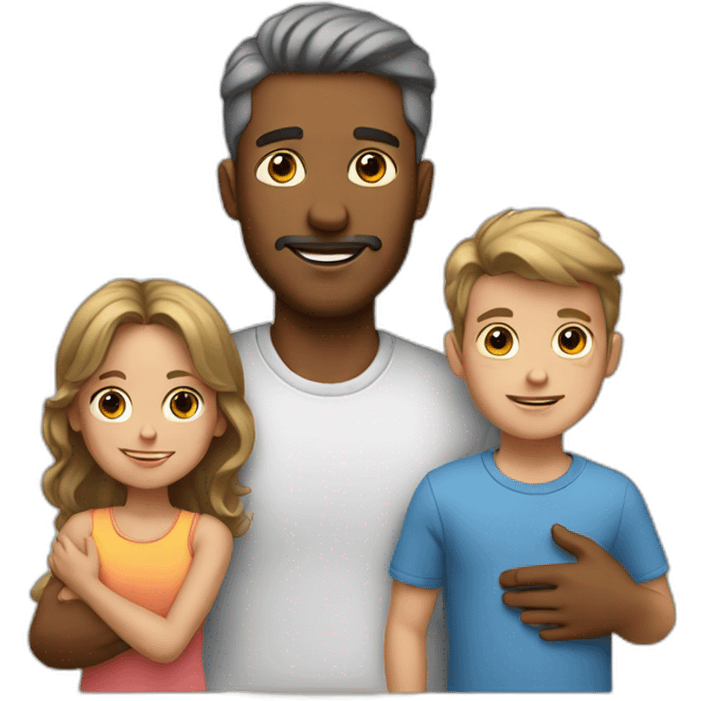 White Dad with 3 kids  emoji