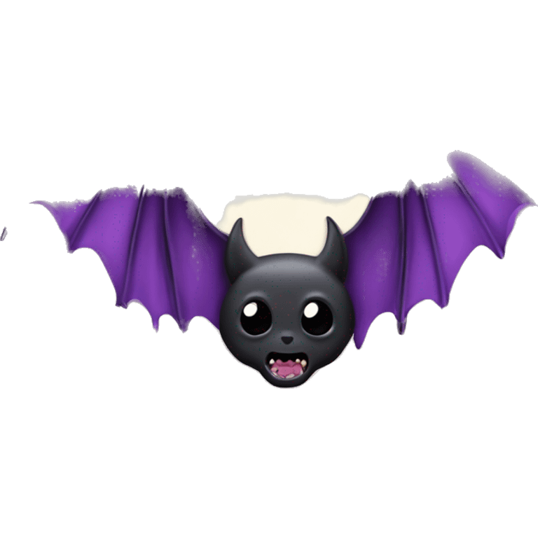 purple black vampire bat wings flying in front of large dripping crescent moon emoji