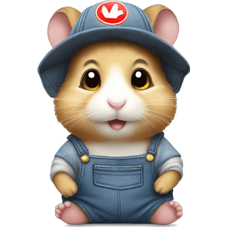 hamster in overalls and write in overalls "Nanxing" emoji