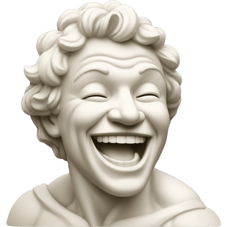 laughing muscular statue, antique white statue emoji