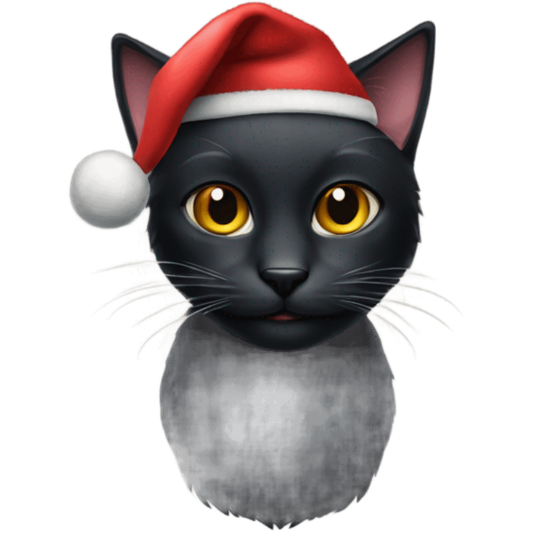 old black cat with a christmas hat on emoji